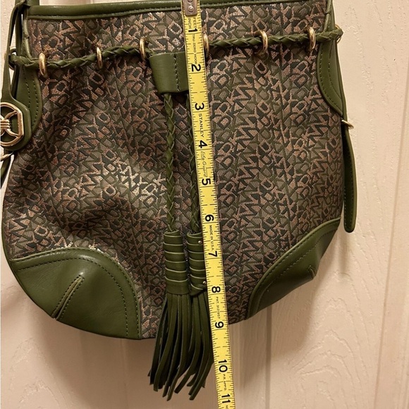 DKNY Vintage Olive & Cold Sig. Monogrammed Shoulder Bag EUC!! - Picture 15 of 15